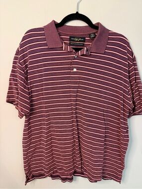 Golden Bear Men's Mauve Striped Polo Rugby Golf Shirt